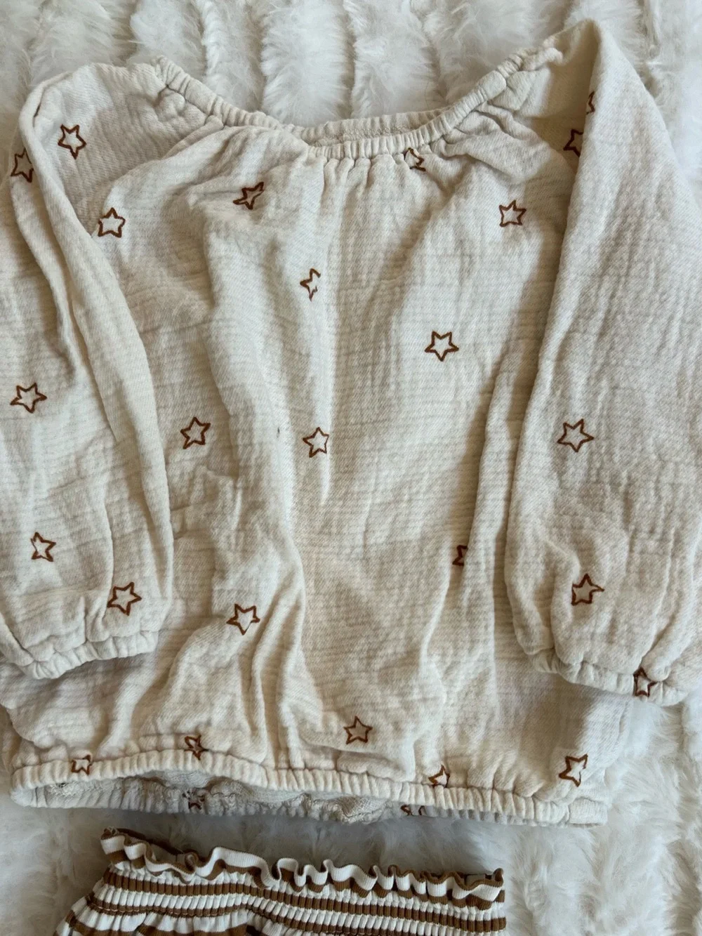 Quincy Mae Cotton Muslin Top and Striped Bloomers Set 0-3 months